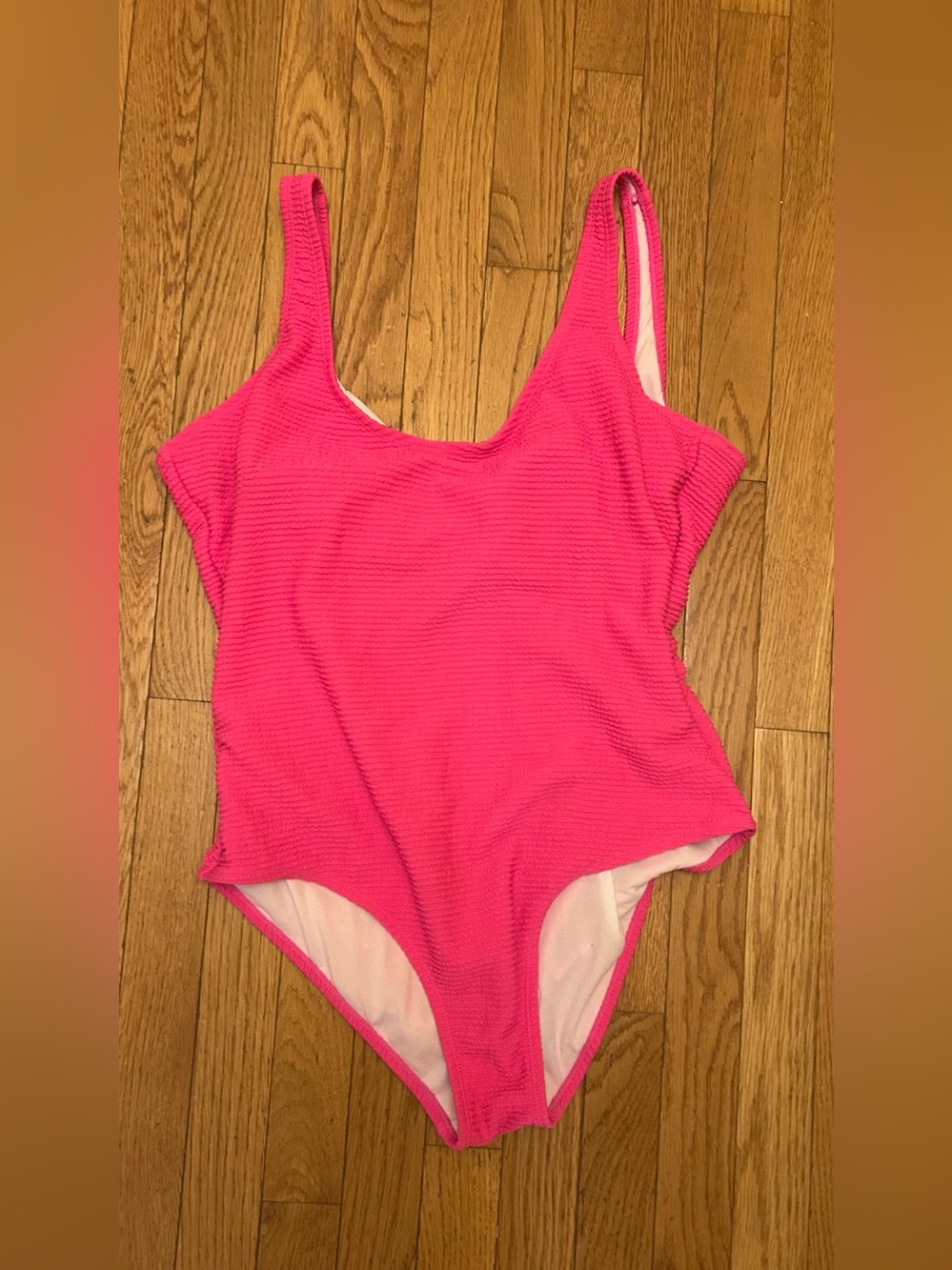 Women’s Freshwater Hot Pink Ribbed One Piece Swimsuit Size XL